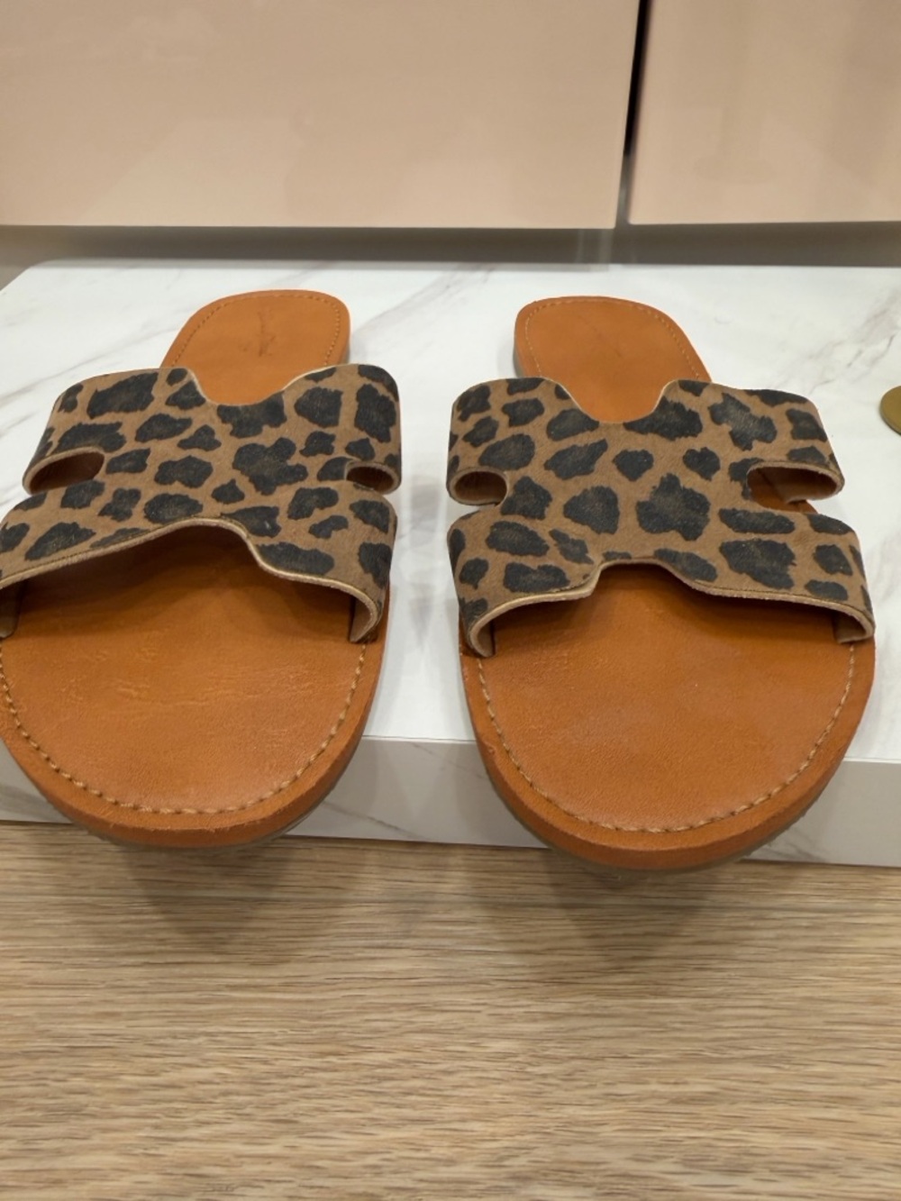 Universal Thread Leopard Print Slide Sandals - Brown/Tan